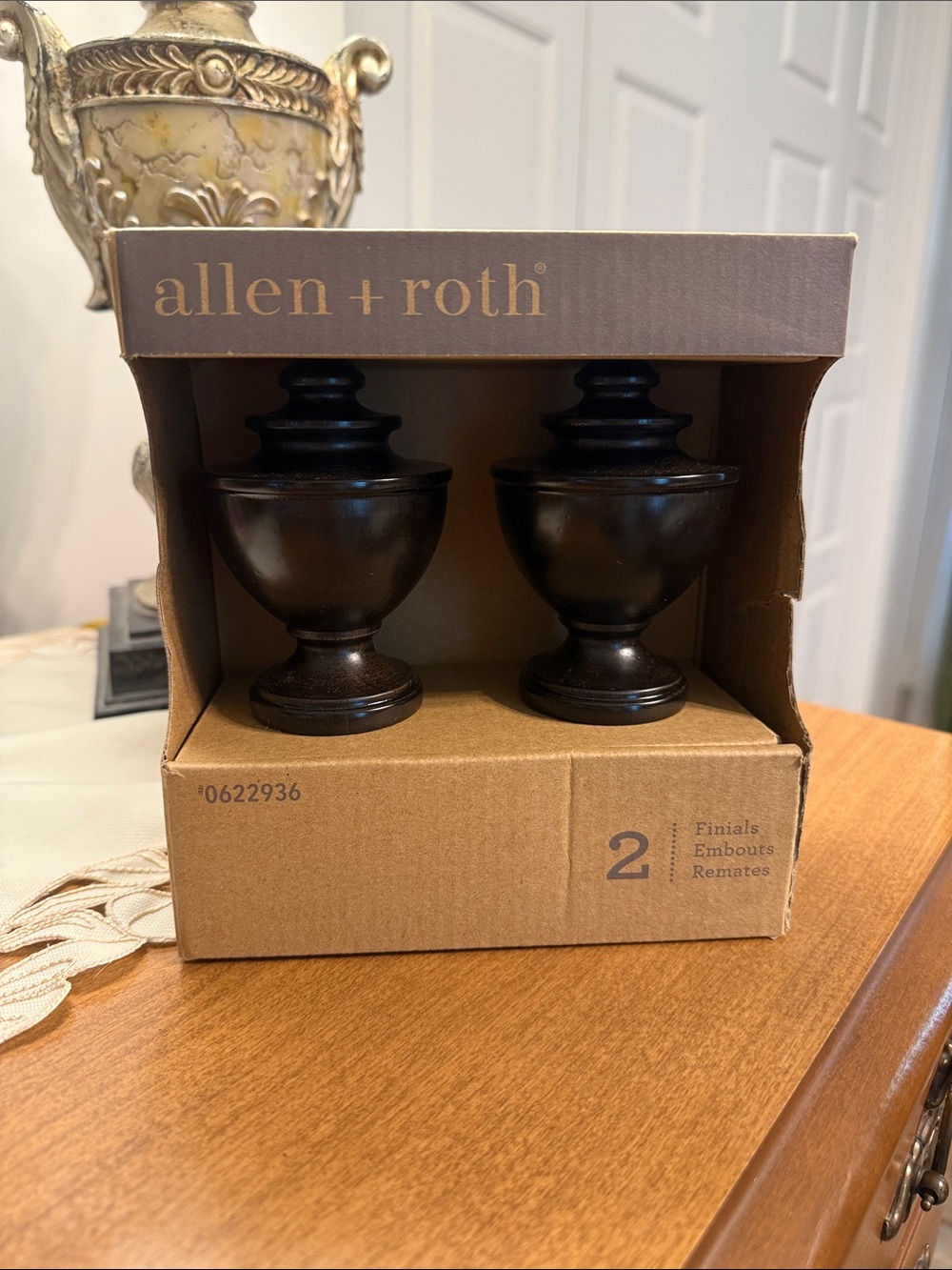 allen + roth 2-Pack Espresso Wood Curtain Rod Finial set